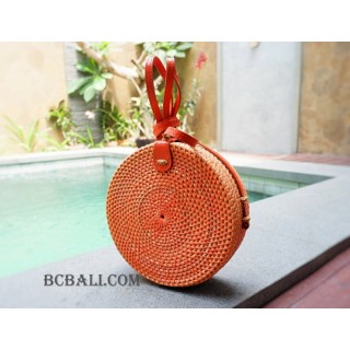 circle sling bags fashion handmade rattan